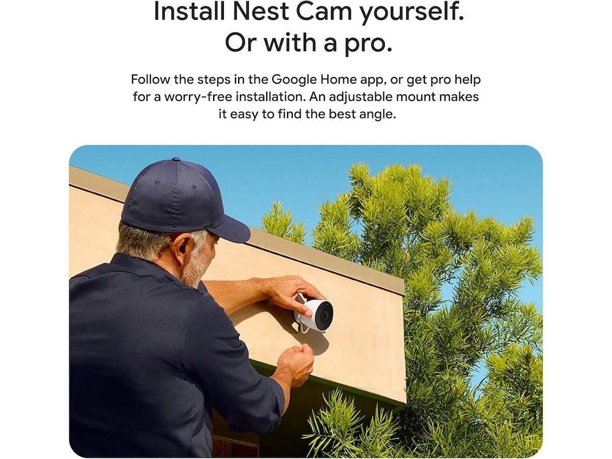 Google Nest Cam utomhus 2:a gen (med sladd, vit) Övervakningskamera