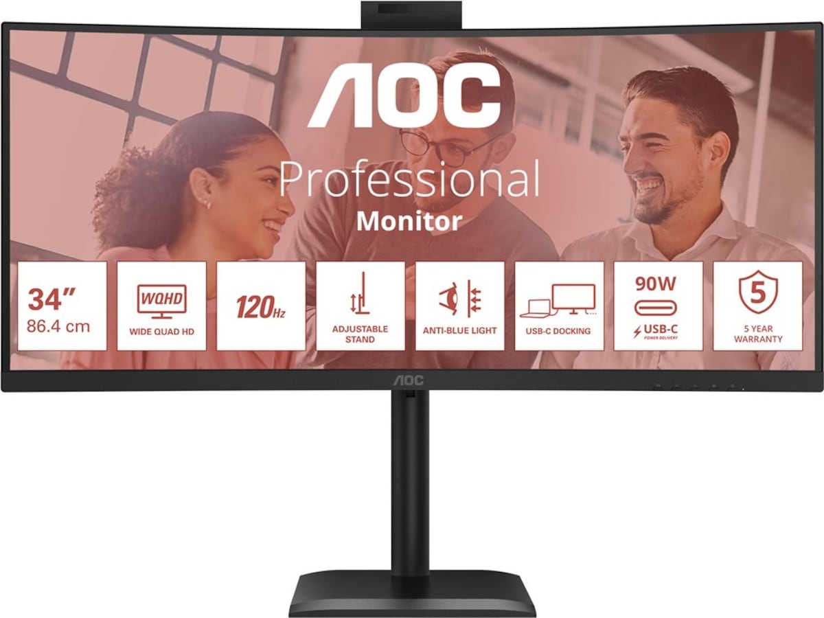 AOC 34" curved skärm CU34E4CW Bildskärmar