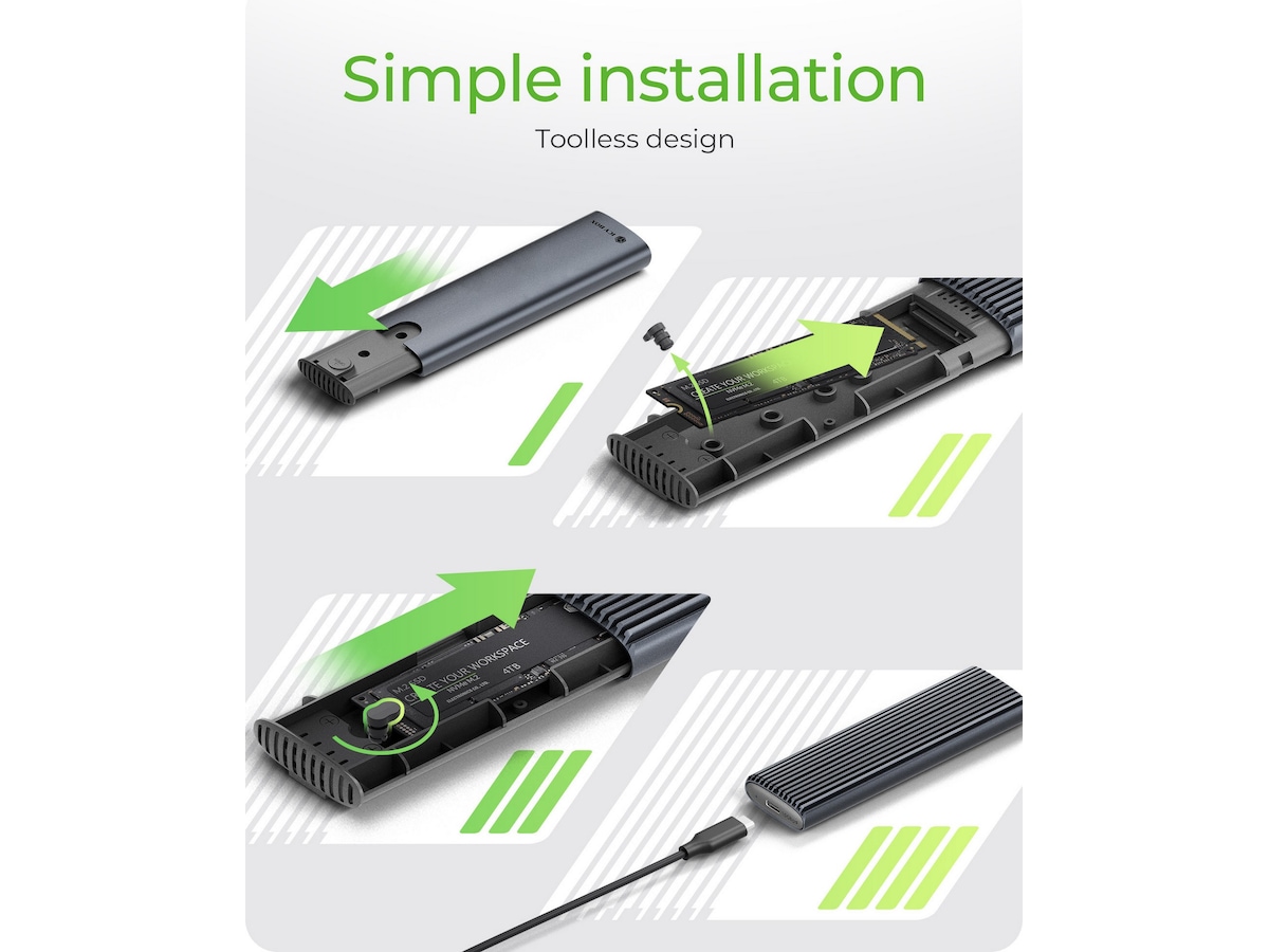 Icy Box M.2 NVMe & SATA M.2 SSD Kapsling Externa Chassi