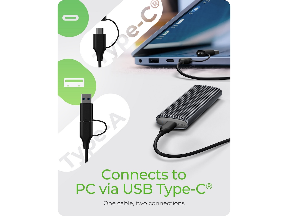 Icy Box M.2 NVMe & SATA M.2 SSD Kapsling Externa Chassi