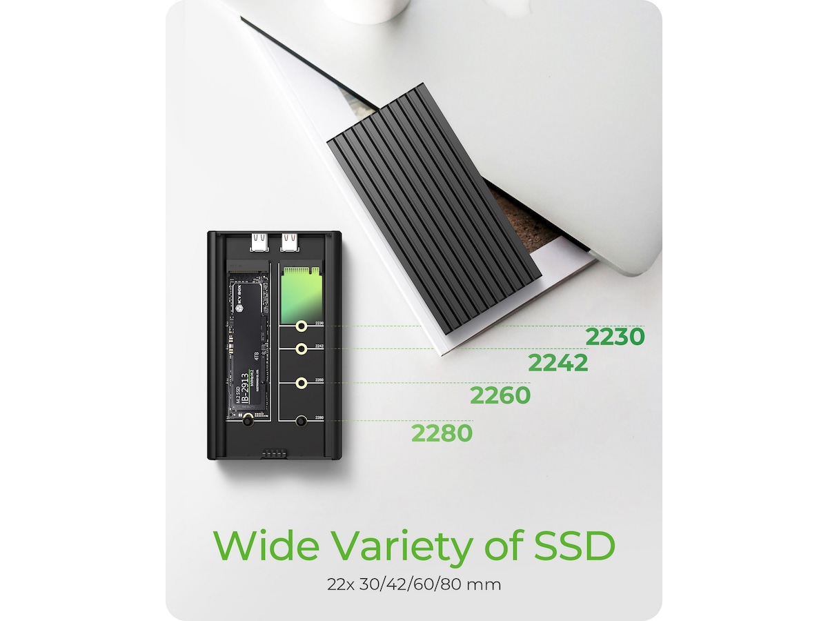 Icy Box 2 bay M.2 PCIe NVMe-kabinett Externa Chassi