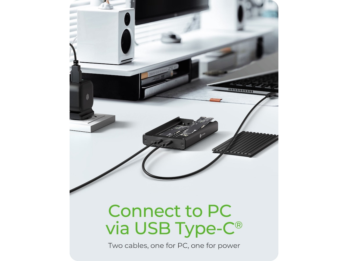 Icy Box 2 bay M.2 PCIe NVMe-kabinett Externa Chassi