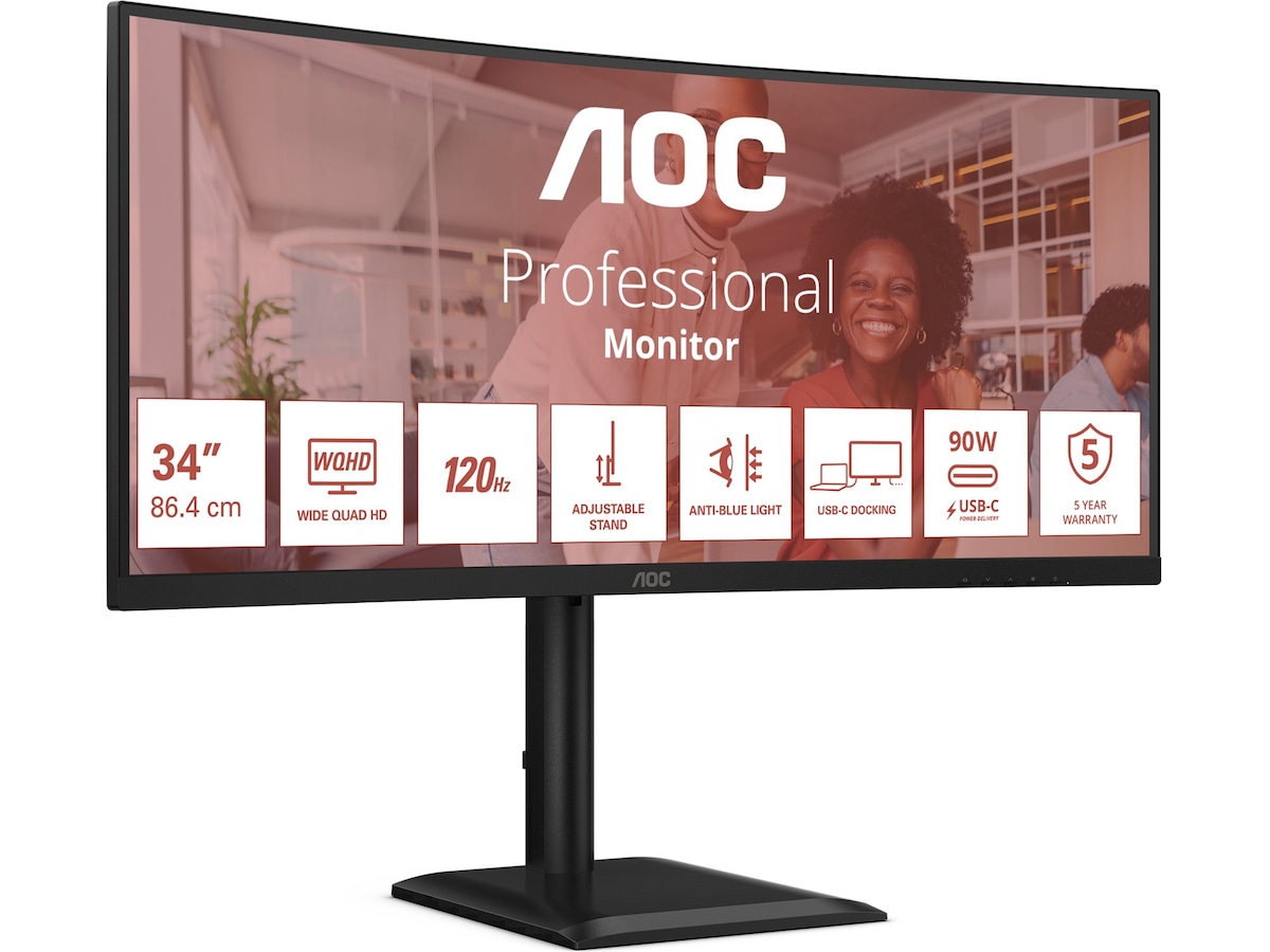 AOC 34" böjd skärm CU34E4CV Bildskärmar