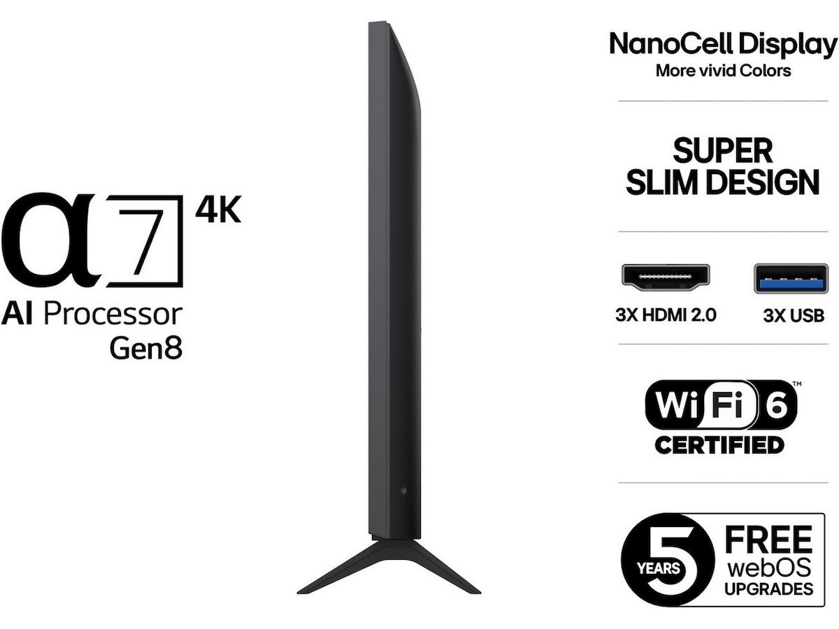 LG 43" NANO80 AI 4K NanoCell Smart TV (2025) + Soundbar  20 - 49 tums TV