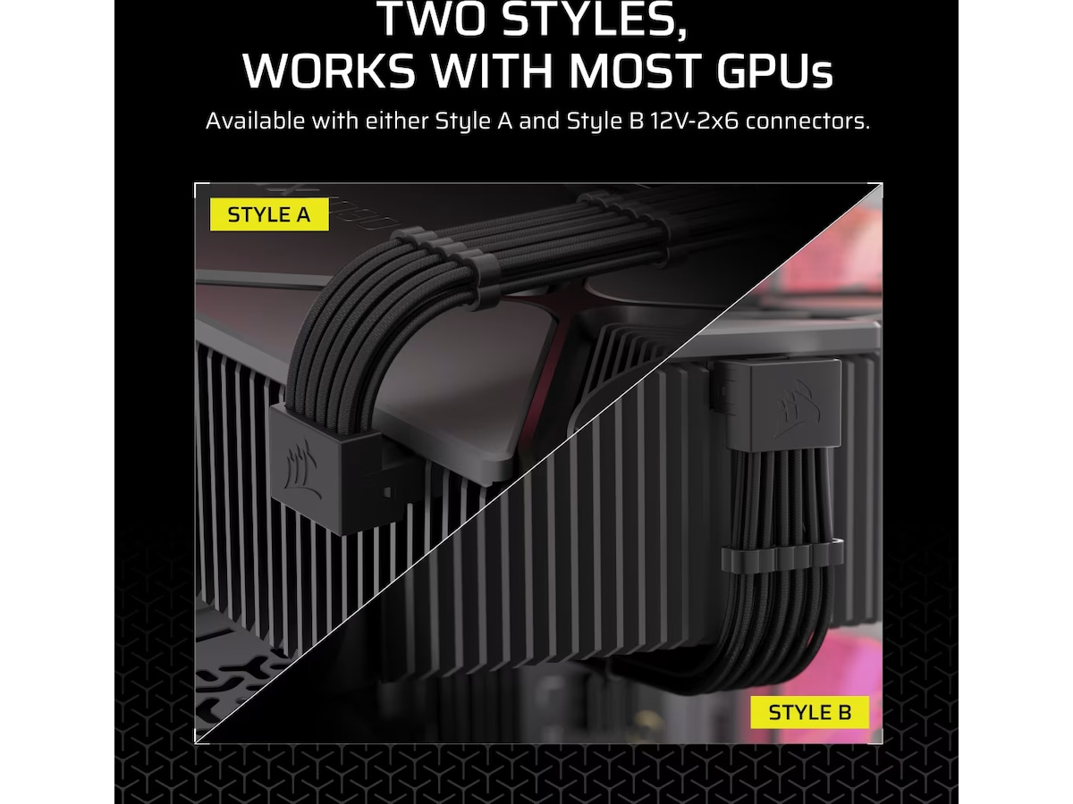 Corsair Typ 4 PSU 90° 12V-2x6 Stil B Kabel Tillbehör
