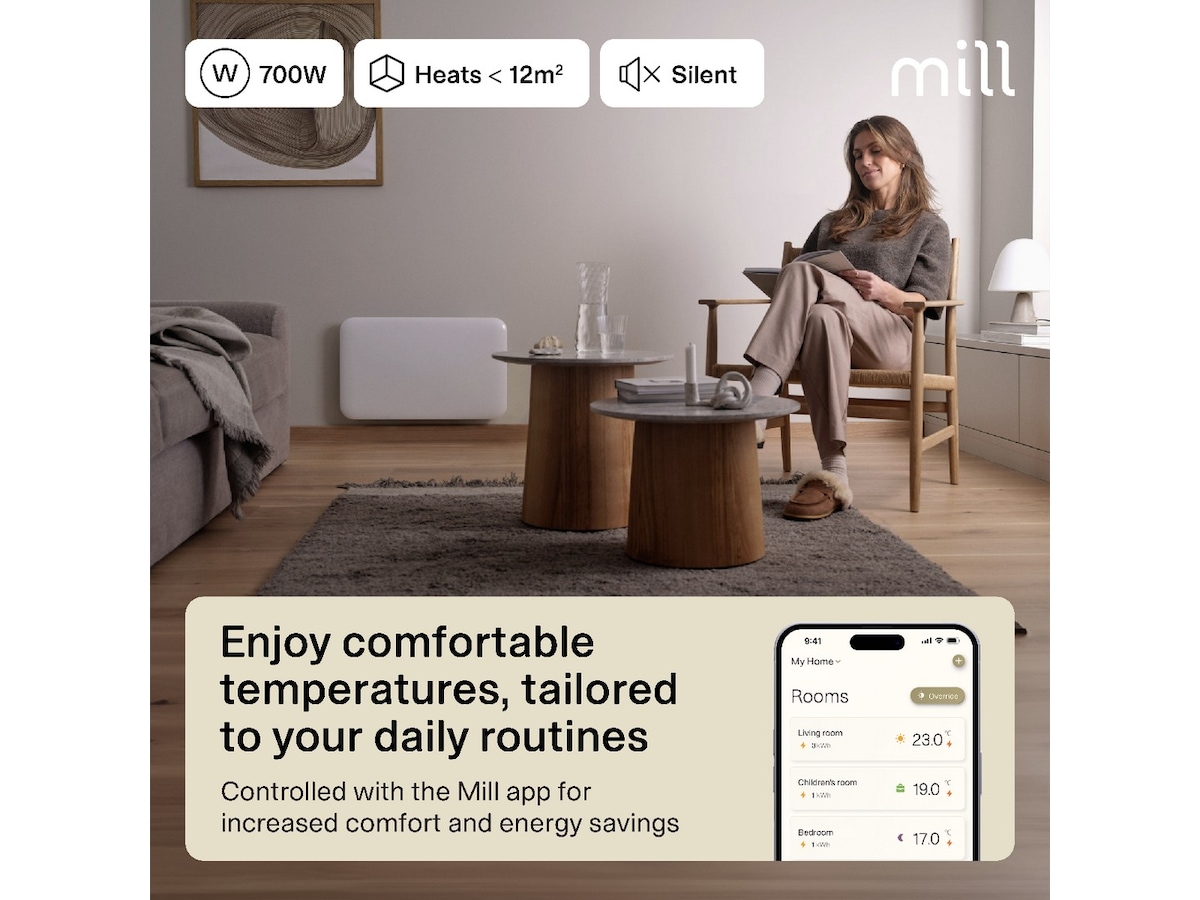 Mill Invisible Smart WiFi Gen 4 panelradiator 700W 2-pack (vit) Panelelement