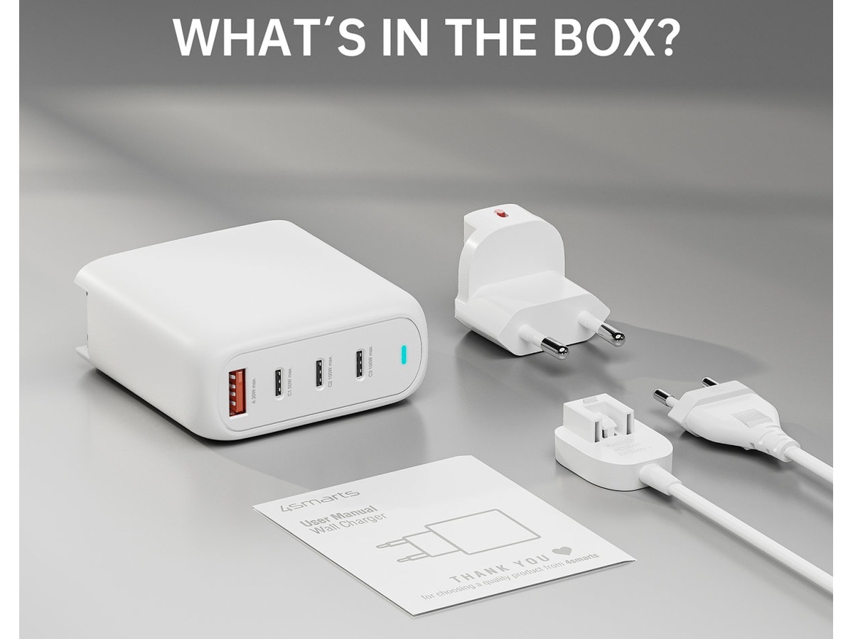 4smarts 100W GaN Flex Pro Travel Edition Oplader (hvid) Batteri och laddare