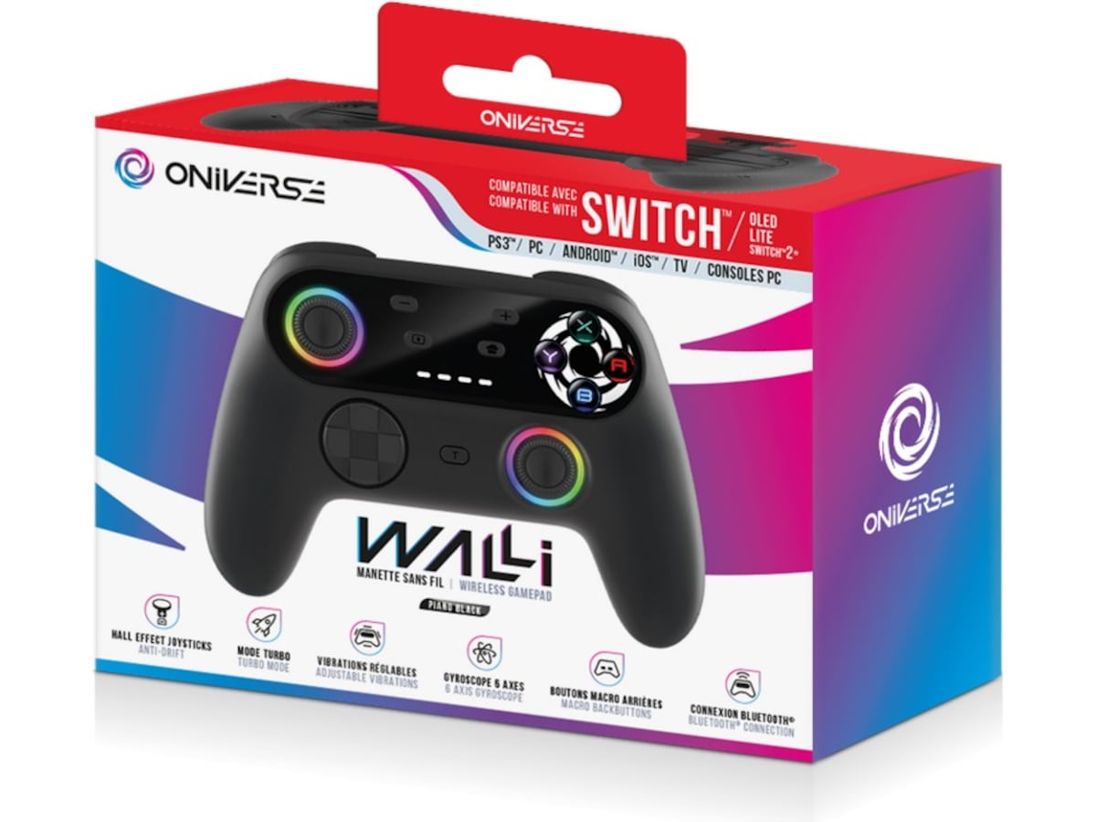 Oniverse Walli Nintendo Switch 2 trådlös handkontroll (piano svart) Tillbehör till spelkonsoler