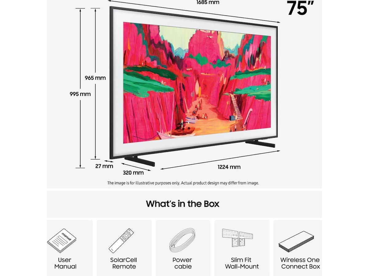 Samsung The Frame Pro 75" LS03FW + ram Beige Wood 60 - 69 tums TV