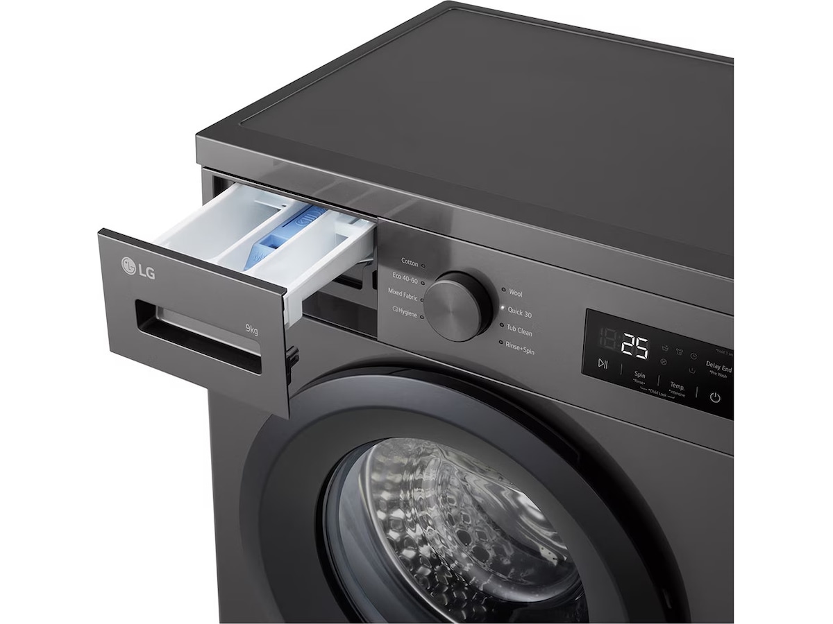 LG F4A1009NDK tvättmaskin (mörk silver) + torktumlare Tvättmaskin