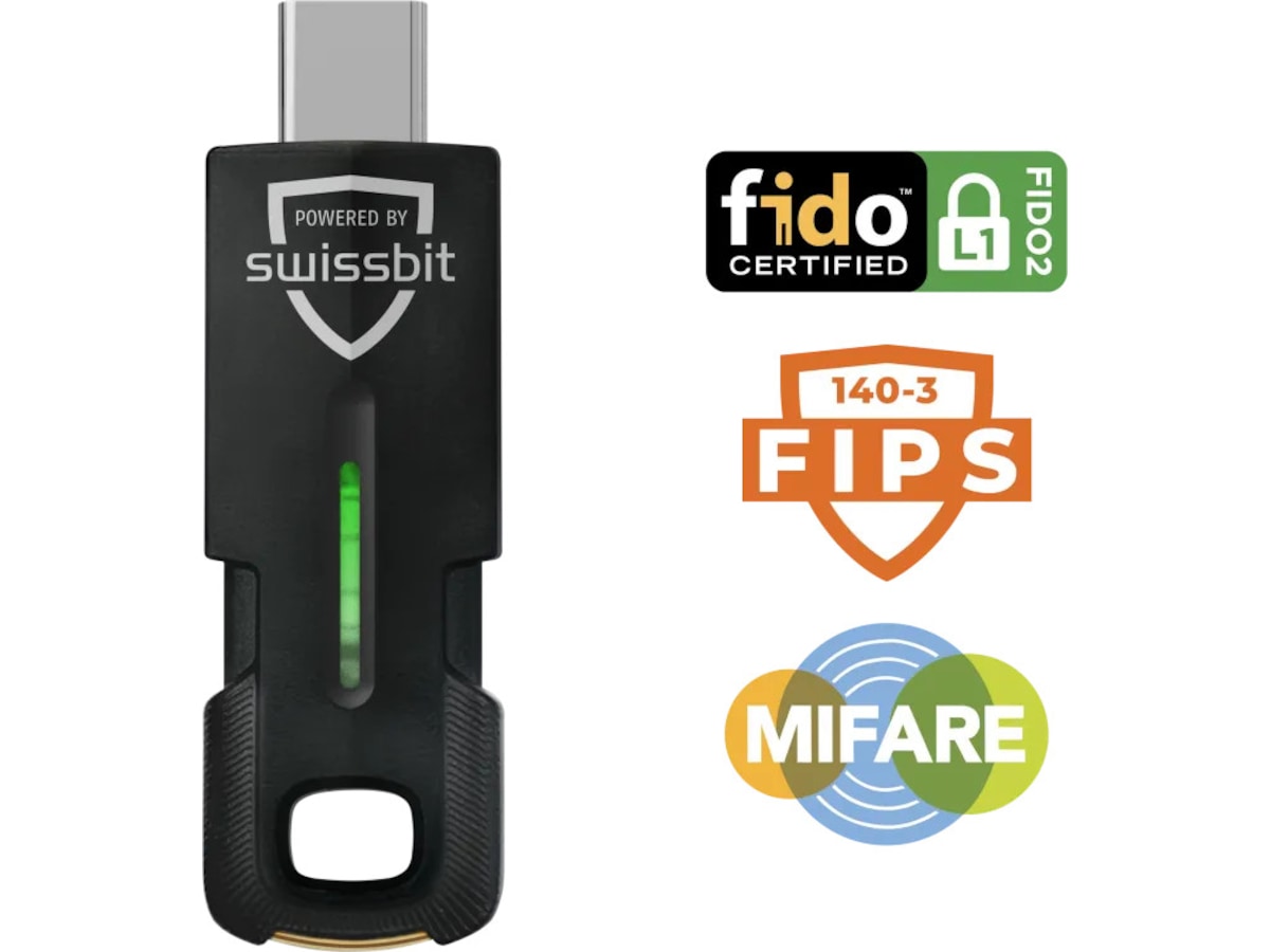 Swissbit iShield Key 2 USB-C säkerhetsnyckel med FIDO2-stöd Antivirus / Security