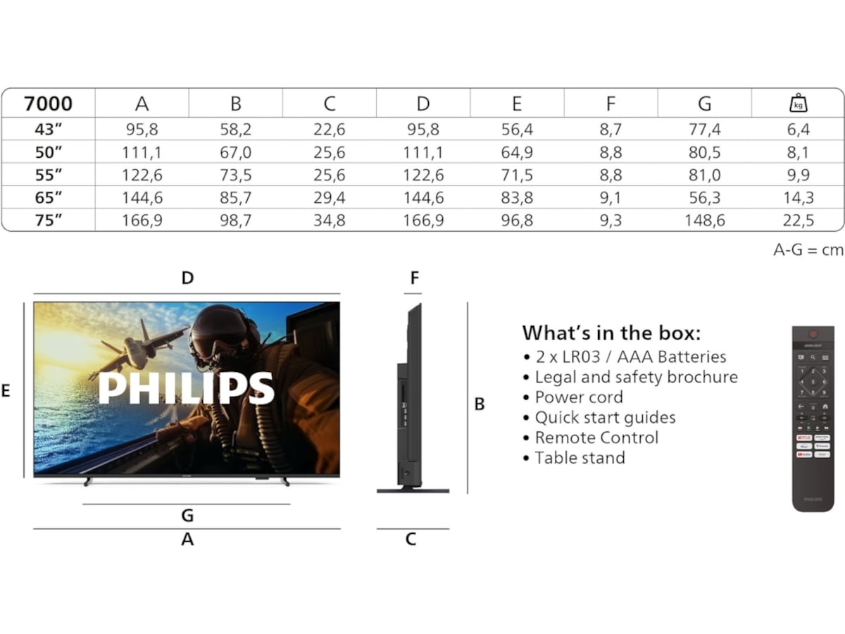 Philips 75" PUS7000/12 4K LED Smart TV (2025) + soundbar 60 - 69 tums TV