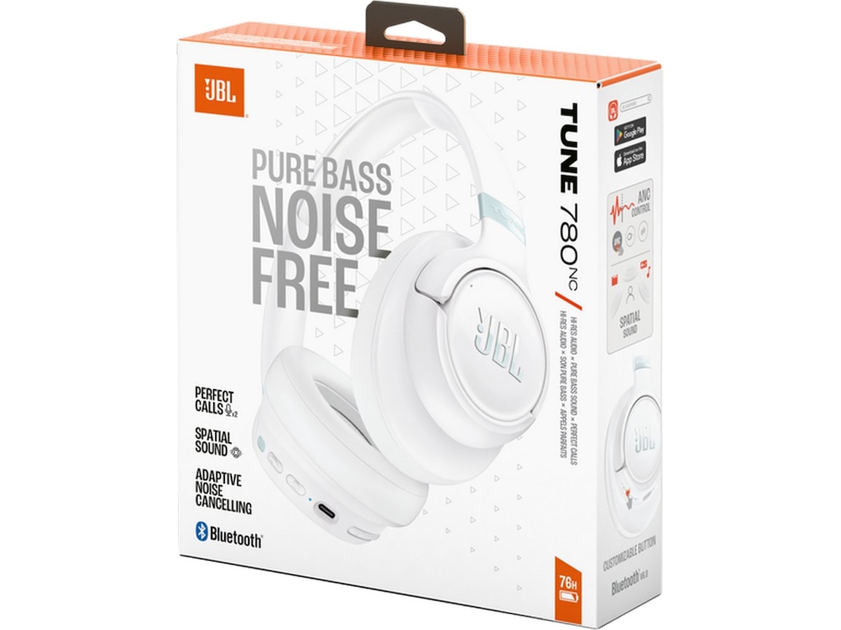 JBL Tune 780NC trådlösa hörlurar, Over-Ear (vit) Hörlurar