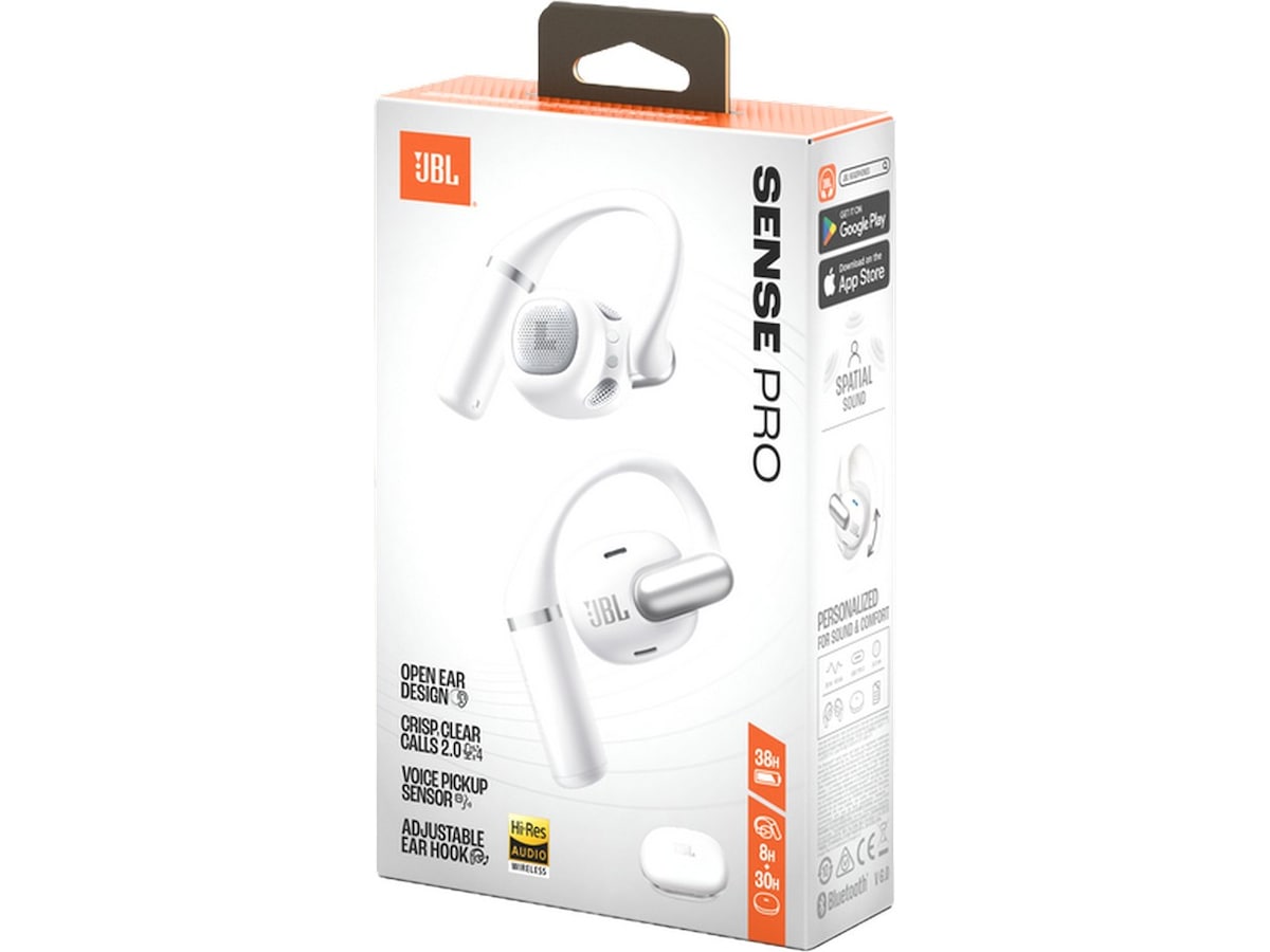 JBL Sense Pro Trådlösa öronsnäckor, Open-ear (vit) In-ear hörlurar