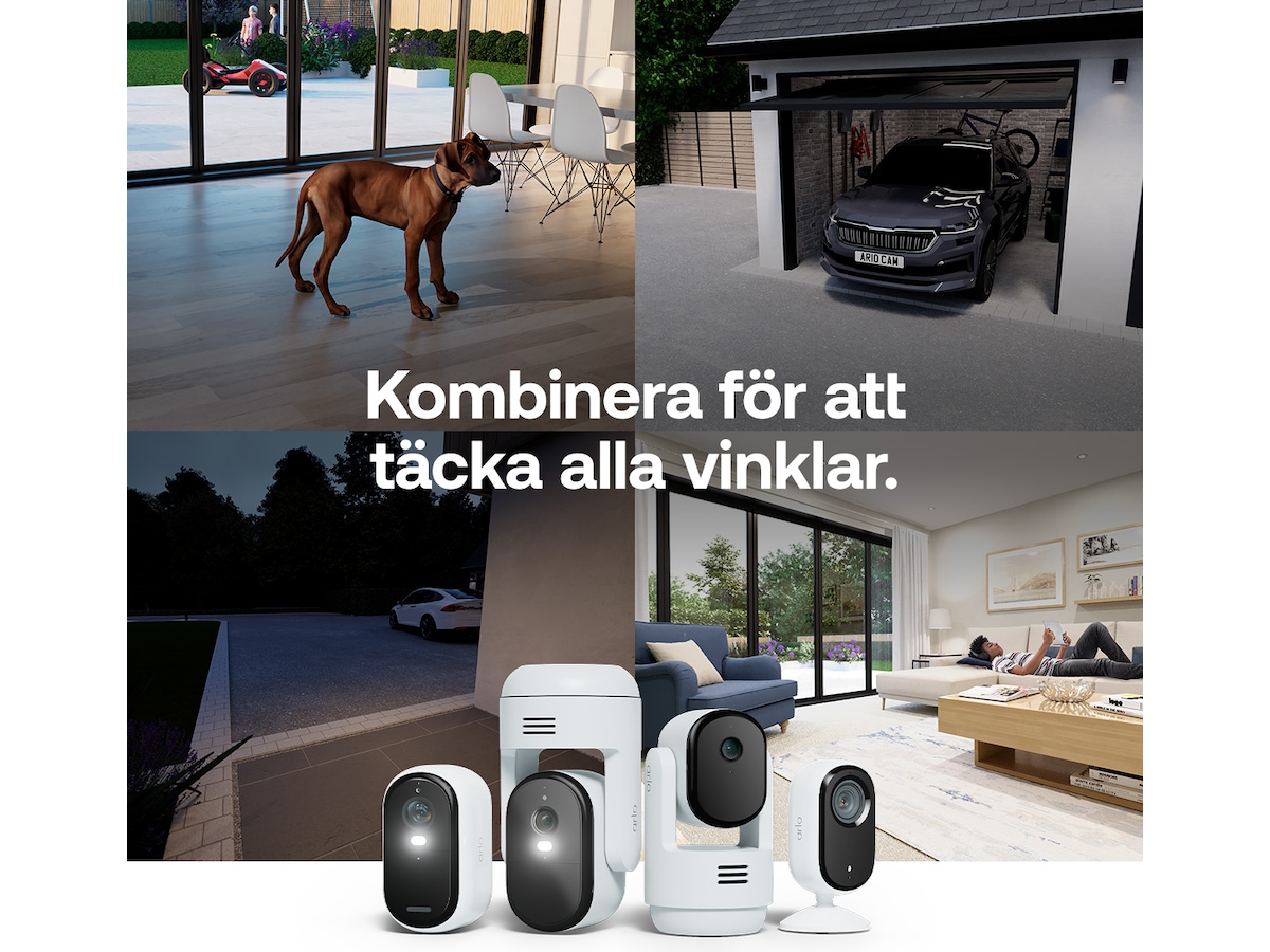 Arlo Essential 3 2K utomhus övervakningskamera 2-pack + solcellspanel Övervakningskamera