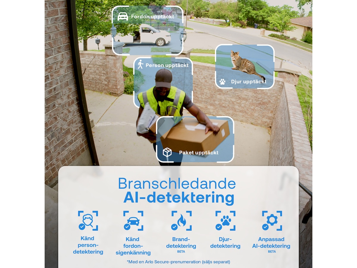 Arlo Essential 3 2K utomhus övervakningskamera 2-pack + solcellspanel Övervakningskamera