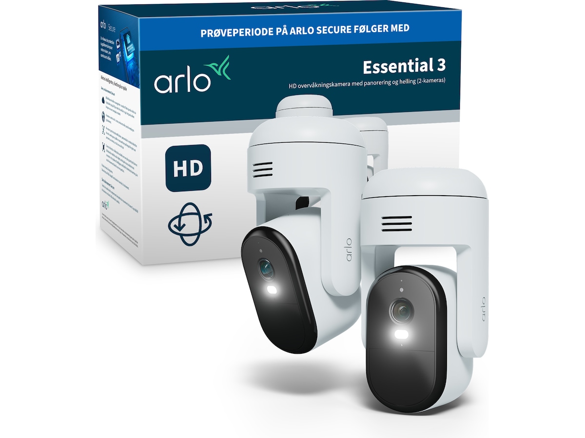 Arlo Essential 3 övervakningskamera HD PTZ 2-pack Övervakningskamera