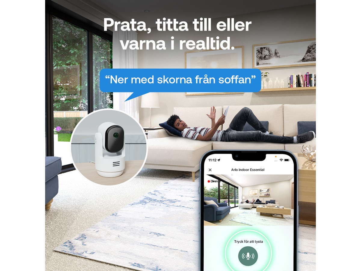 Arlo Essential 3 HD PTZ inomhus övervakningskamera 2-pack Övervakningskamera