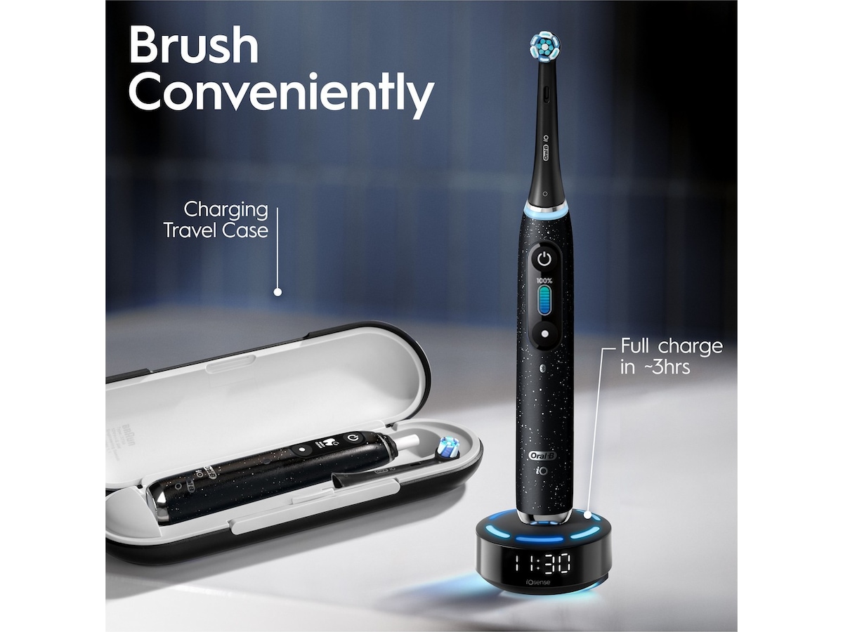 Oral-B iO 10 elektrisk tandborste (svart) + borsthuvuden Eltandborste