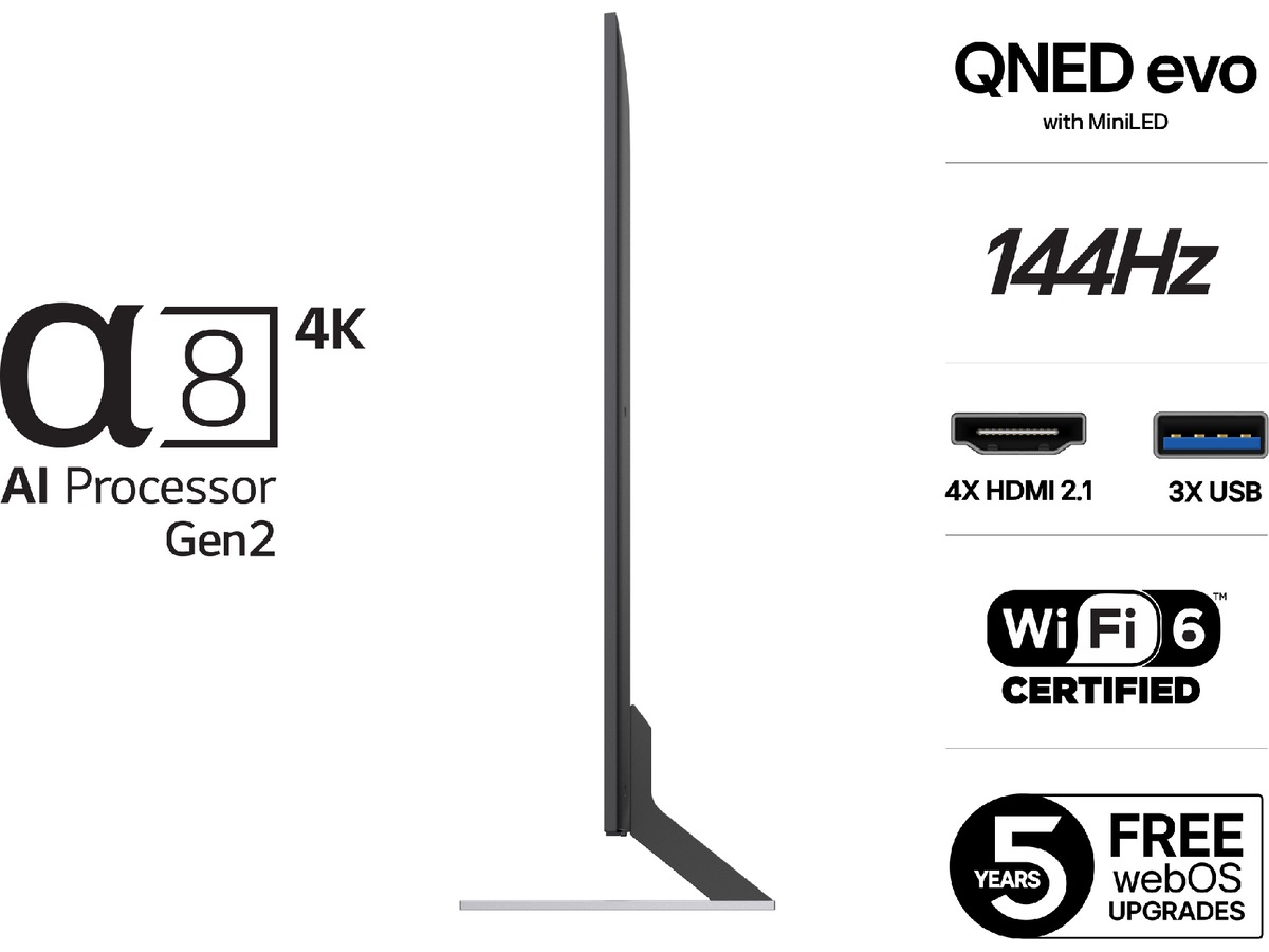 LG 86'' QNED85 evo AI MiniLED 4k smart-TV (2025) + soundbar 60 - 69 tums TV