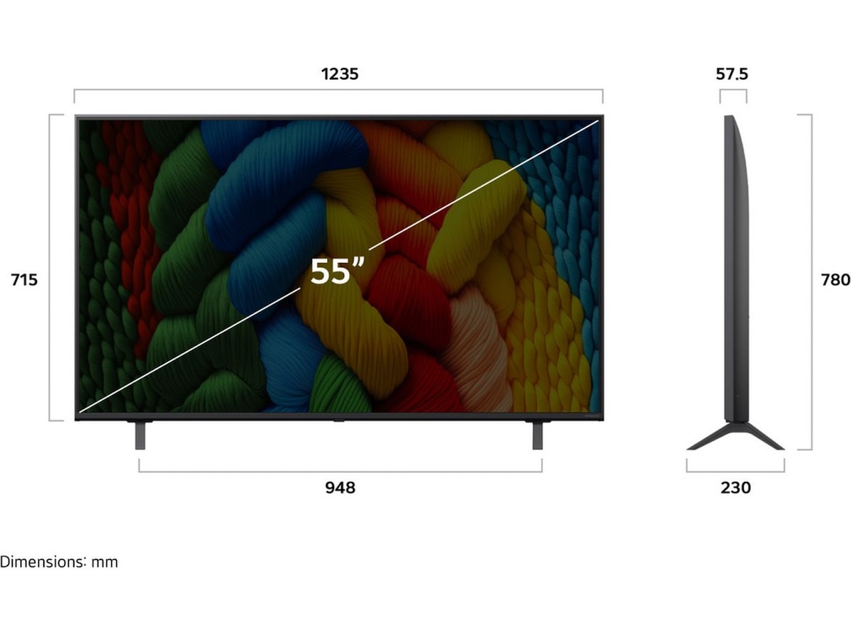 LG 55" NANO80 AI 4K NanoCell smart-TV (2025) + soundbar 60 - 69 tums TV