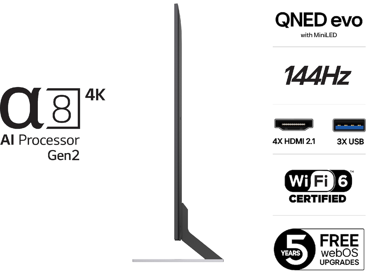 LG 75'' QNED85 evo AI MiniLED 4k smart-TV (2025) + soundbar 60 - 69 tums TV