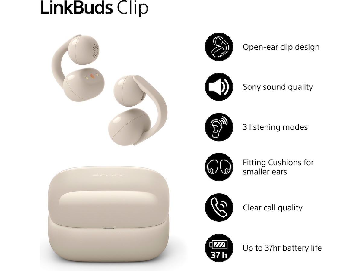 Sony LinkBuds Clip öppna öronsnäckor (gråbeige) Hörlurar