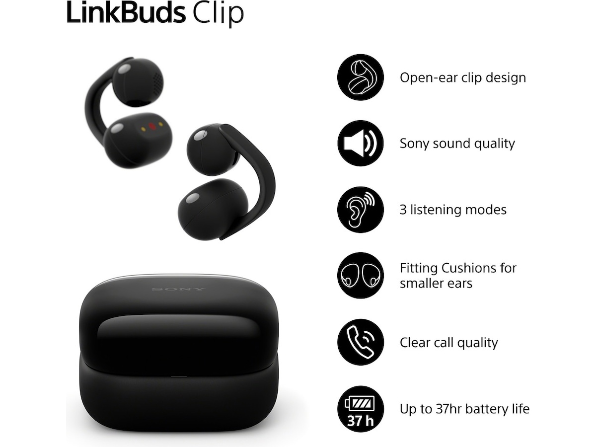 Sony LinkBuds Clip öppna hörlurar (svart) Hörlurar