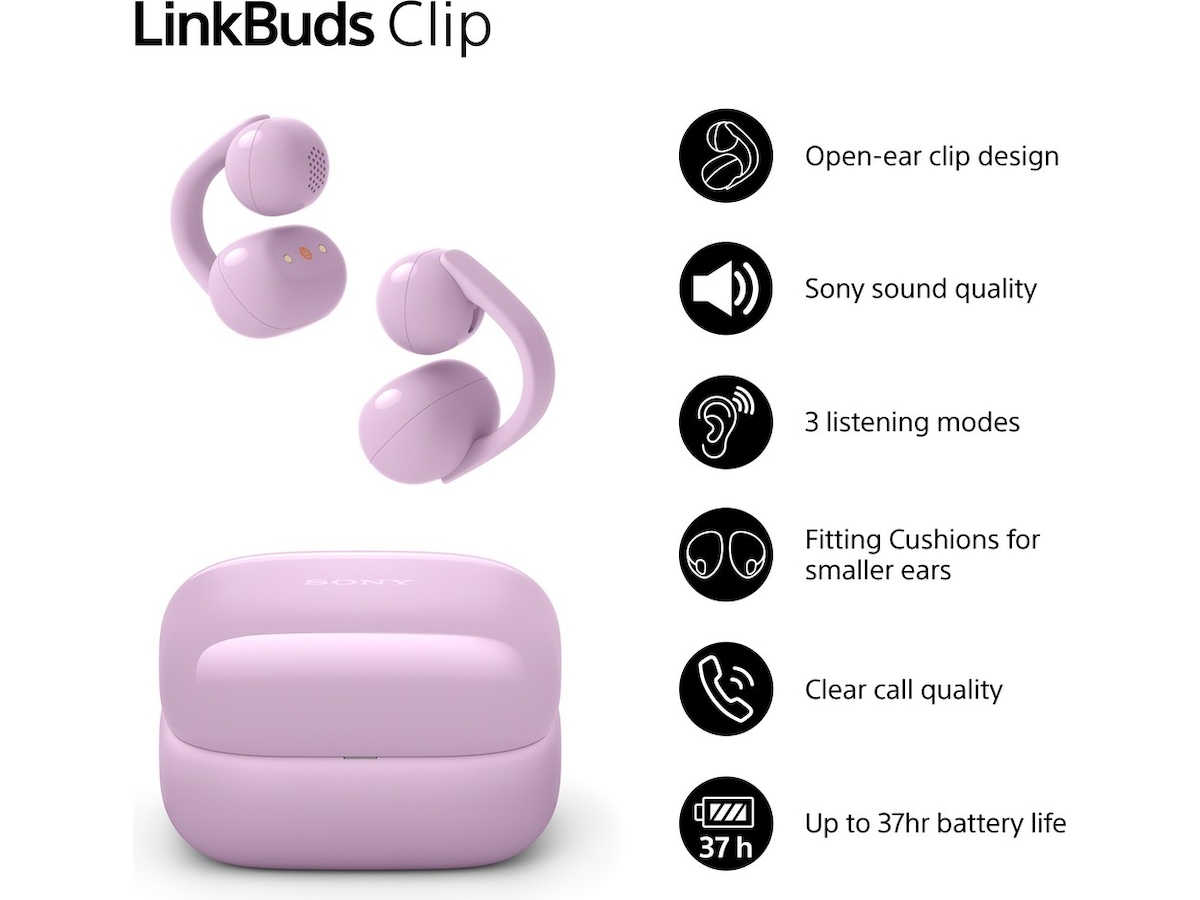 Sony LinkBuds Clip öppna hörlurar (lavendel) Hörlurar