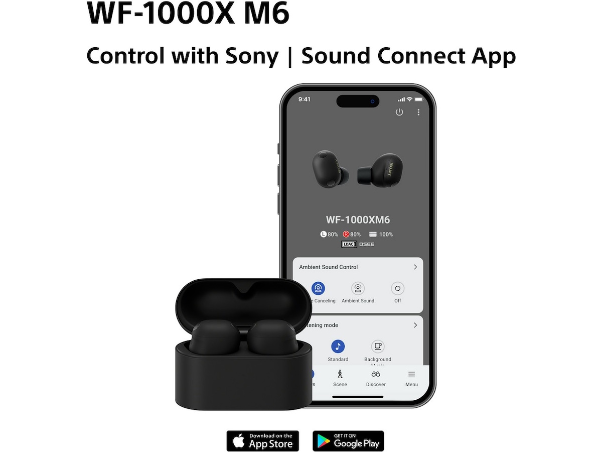 Sony WF-1000XM6 trådlösa öronproppar med brusreducering (Platinum Silver) In-ear hörlurar