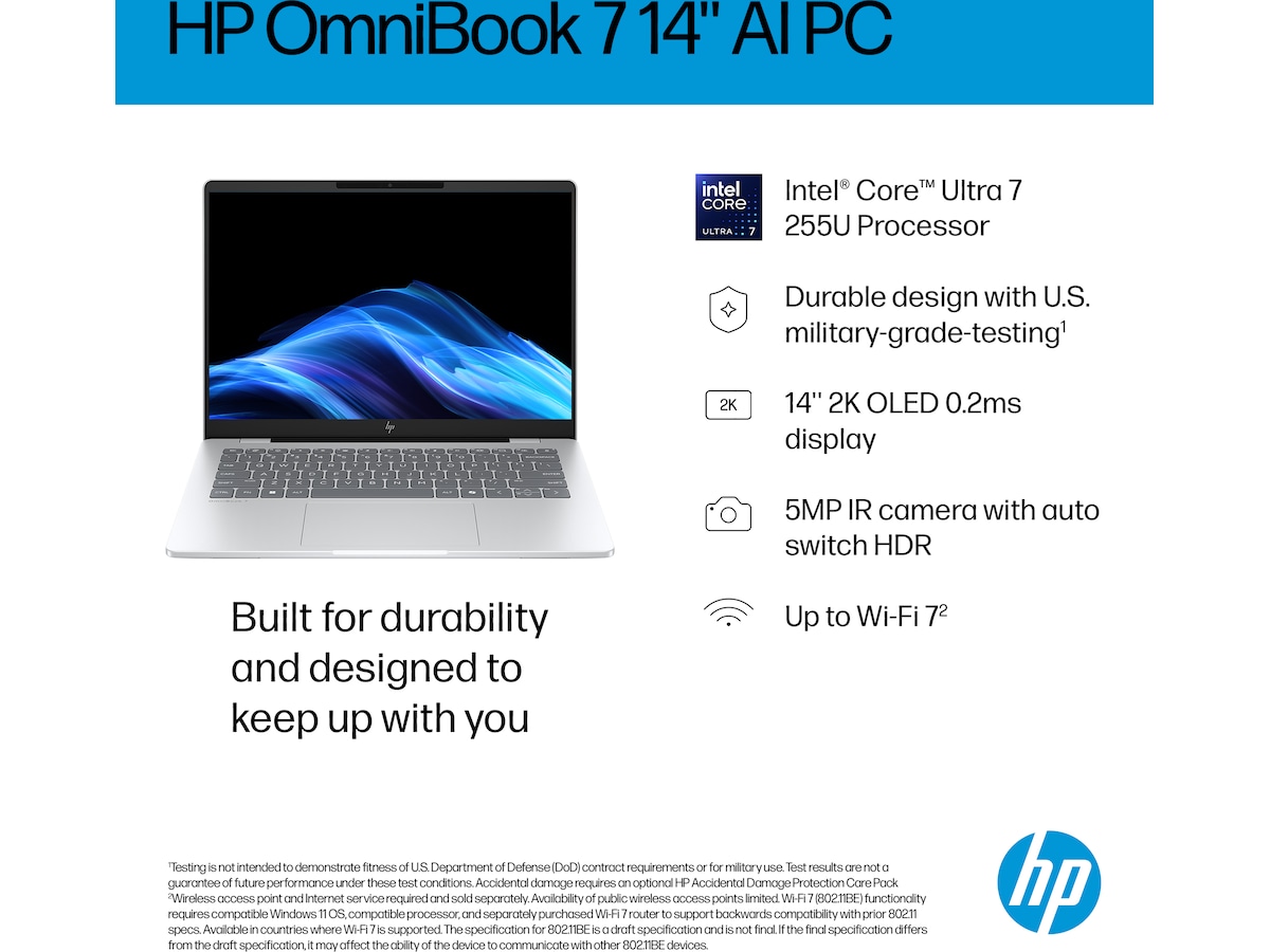 HP OmniBook 7 AI 14-fr0071no 14" 2K OLED -B-Grade Demo bärbara datorer