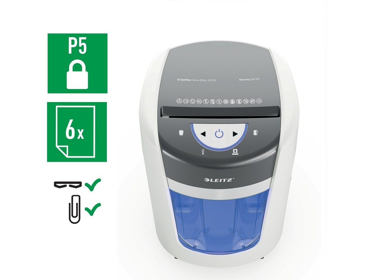 Leitz Dokumentförstörare IQ OptiMax Small Office 225 Mikroskärning P5 Dokumentförstörare