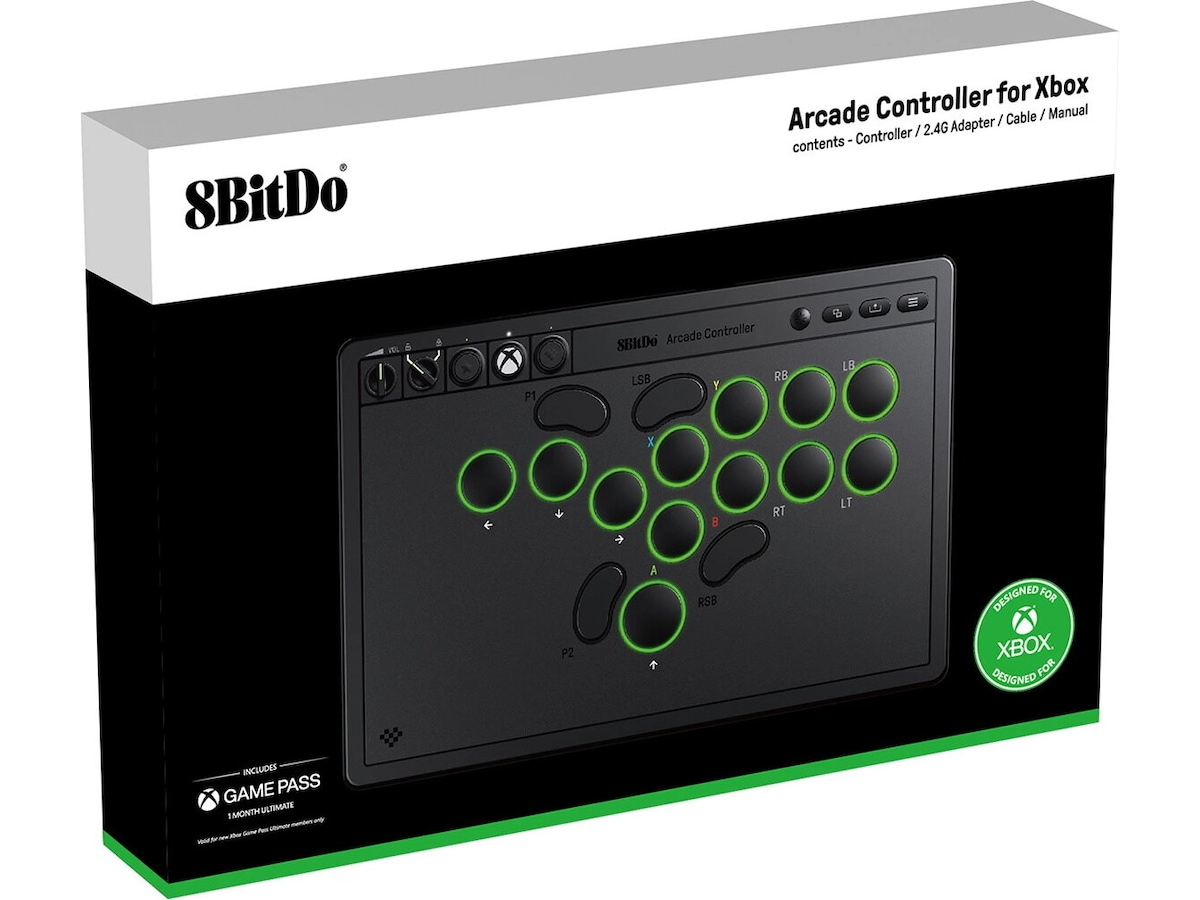 8BitDo arkadkontroll Xbox/PC (svart) Tillbehör till spelkonsoler