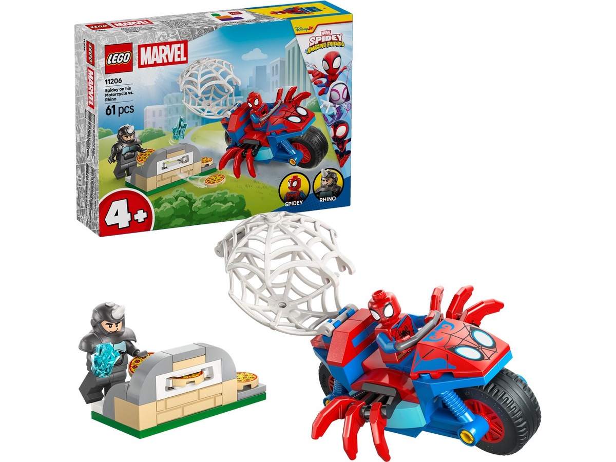 LEGO Spidey på motorcykel mot Rhino 11206 LEGO