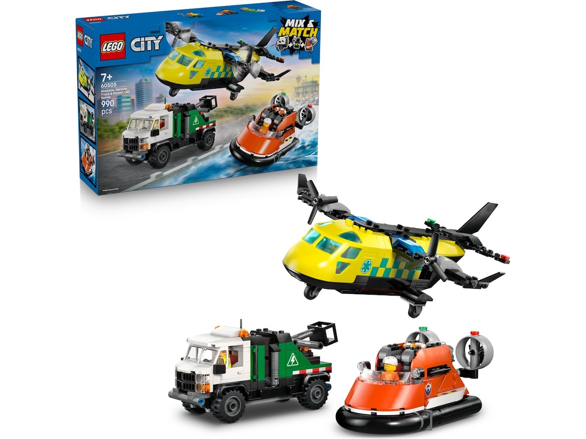 LEGO City Great Vehicles flyg-, servicebil- och luftkuddebåt-remix 60505 LEGO