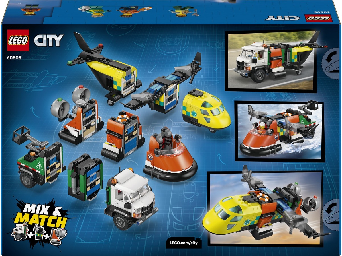 LEGO City Great Vehicles flyg-, servicebil- och luftkuddebåt-remix 60505 LEGO