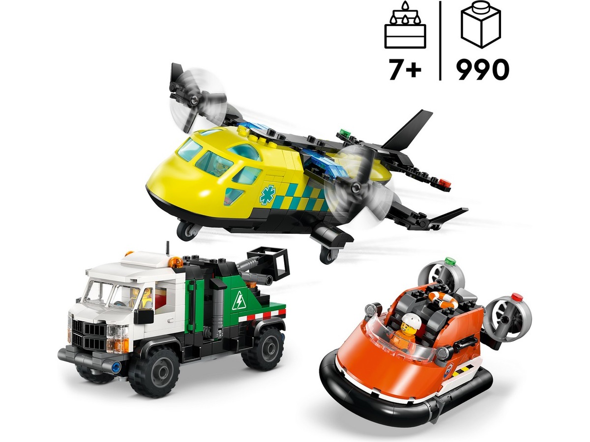 LEGO City Great Vehicles flyg-, servicebil- och luftkuddebåt-remix 60505 LEGO