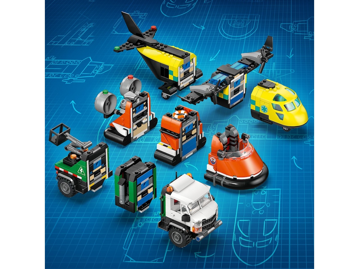 LEGO City Great Vehicles flyg-, servicebil- och luftkuddebåt-remix 60505 LEGO