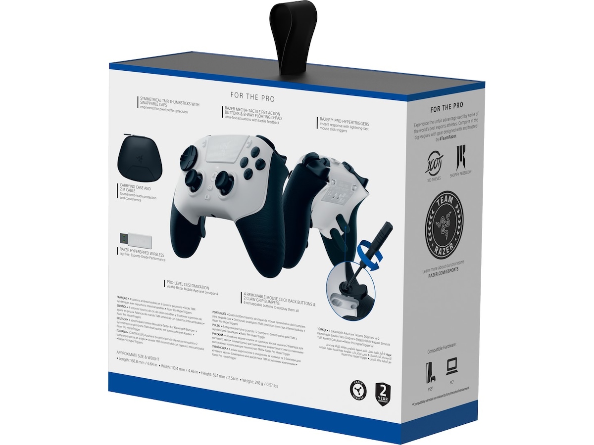 Razer Raiju V3 Pro trådlös kontroll för PS5 och PC (vit) Tillbehör till spelkonsoler