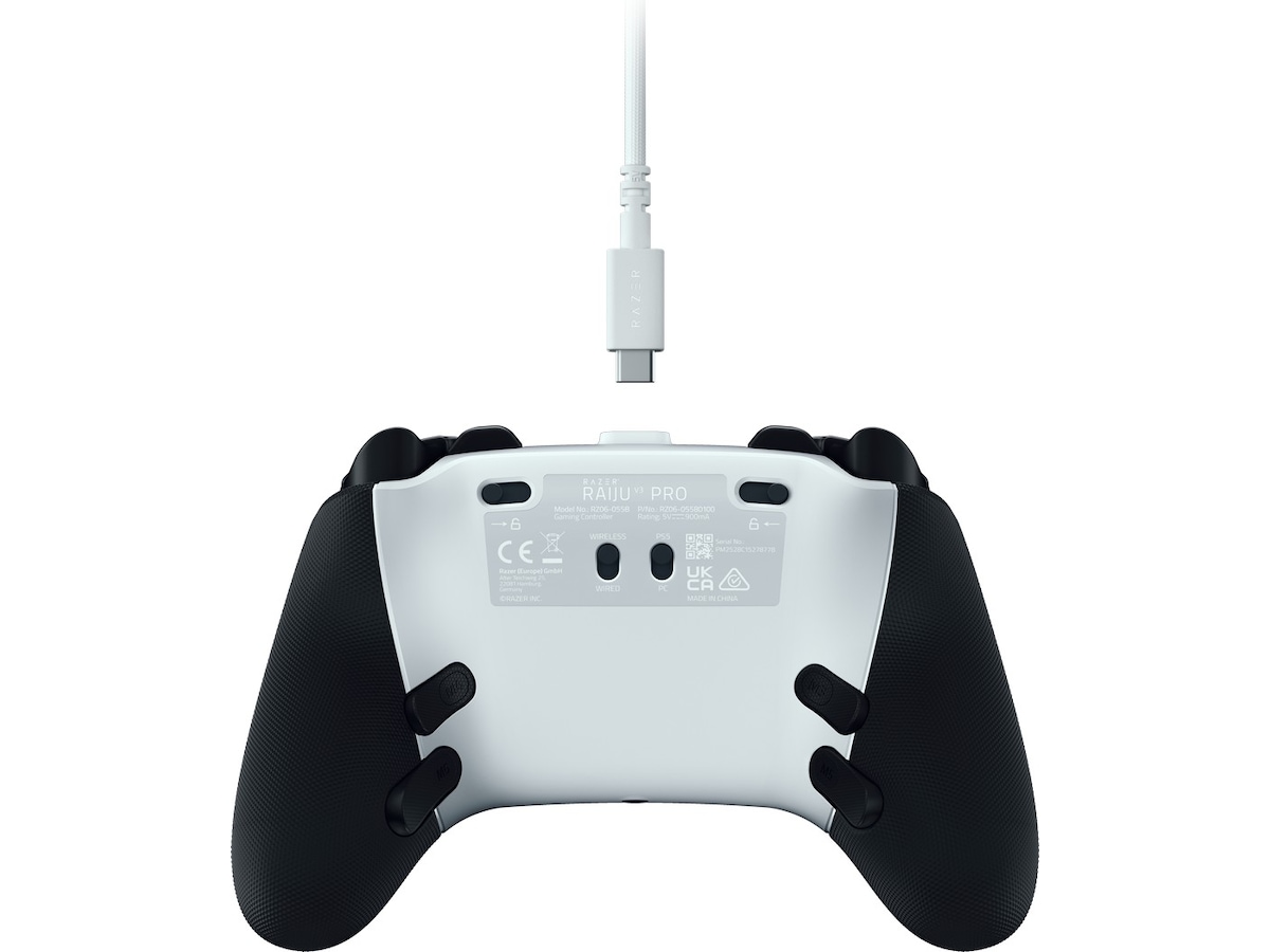 Razer Raiju V3 Pro trådlös kontroll för PS5 och PC (vit) Tillbehör till spelkonsoler