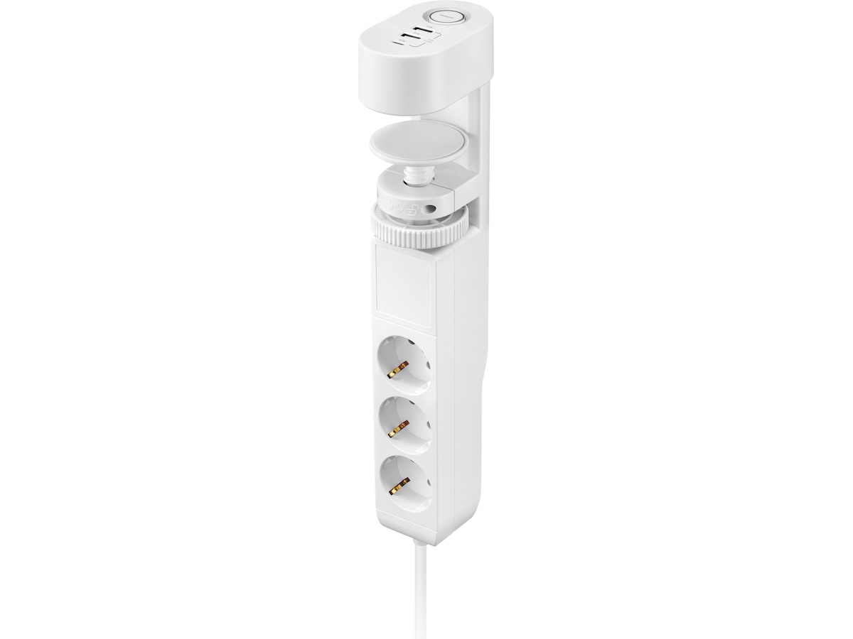 Andersson 6-i-1 grenuttag 3x uttag och USB m/skrivbordsfäste 2pk (vit) Förlängningskabel & förgrening