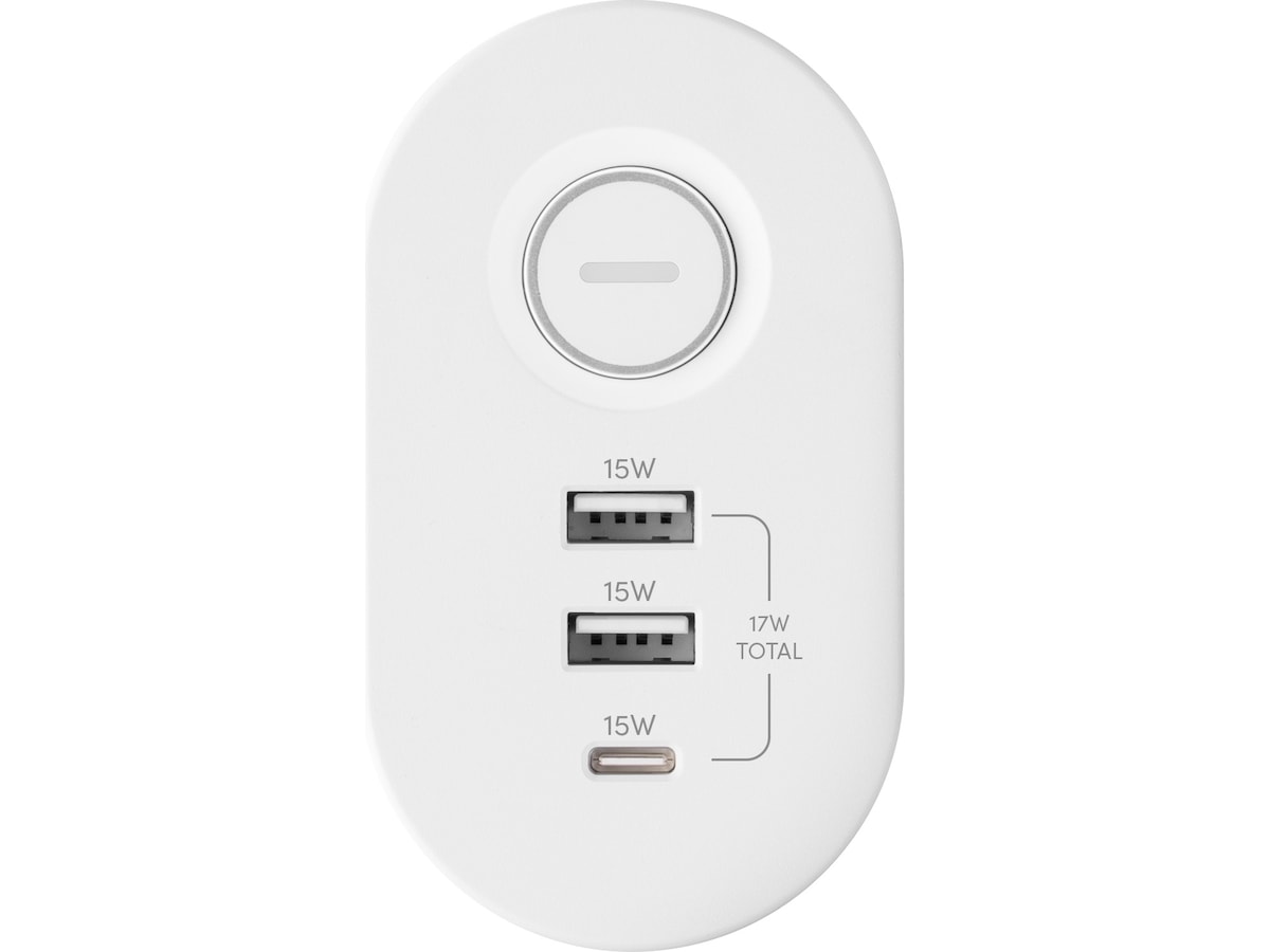 Andersson 6-i-1 grenuttag 3x uttag och USB m/skrivbordsfäste 2pk (vit) Förlängningskabel & förgrening