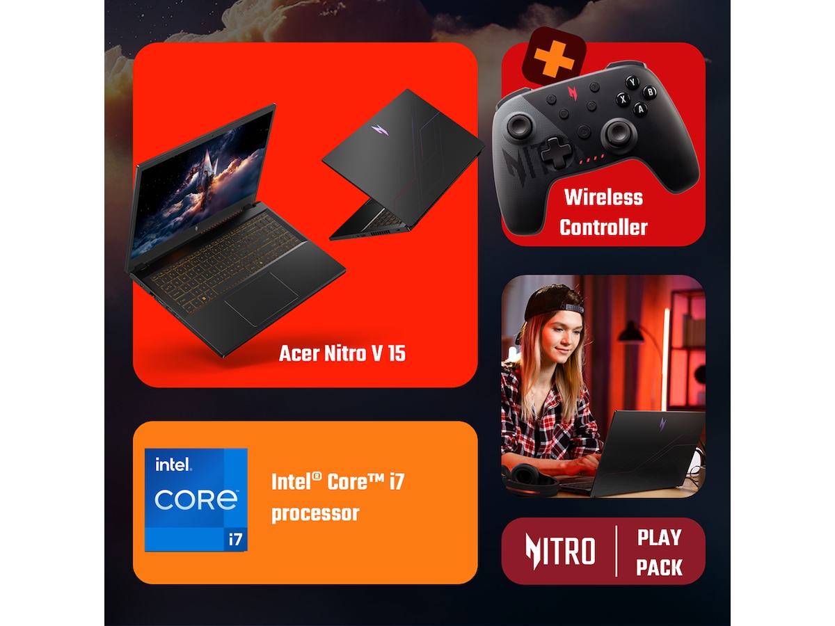 Acer Nitro V 15 15,6" FHD 165 Hz inkl. handkontroll -B-Grade Demo bärbara datorer