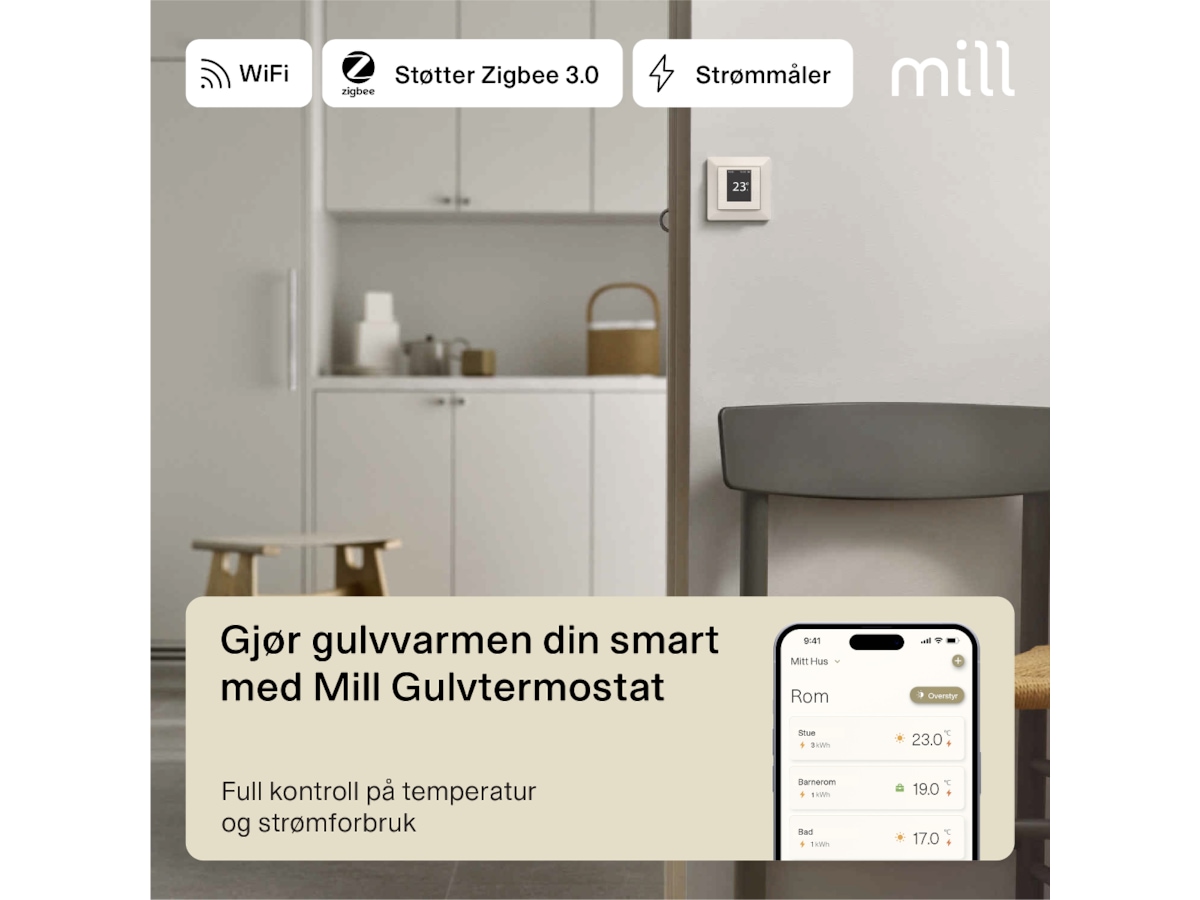 Mill Smart WiFi golvtermostat 2-pack (polarhvit) Tillbehör till värme