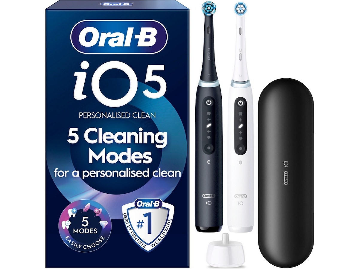Oral-B iO5 elektrisk tandborste duo-paket (svart och vit) Tillbehör till tandvård