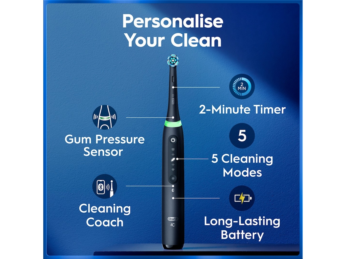 Oral-B iO5 elektrisk tandborste duo-paket (svart och vit) Tillbehör till tandvård