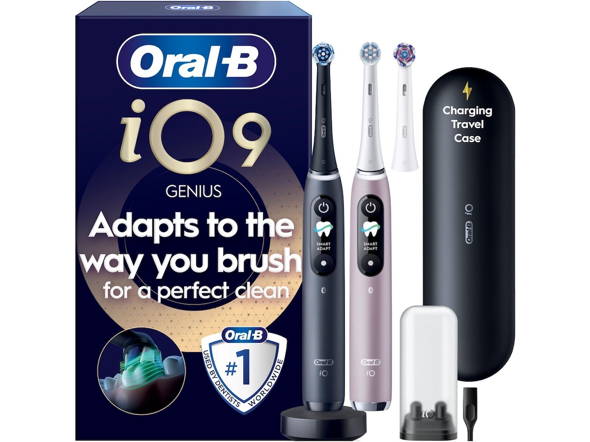 Oral-B iO9 elektrisk tandborste duo-paket (svart och rosa) Tillbehör till tandvård