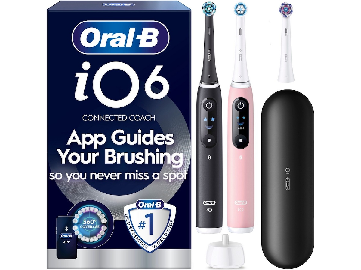 Oral-B iO6 elektrisk tandborste (svart och rosa) Tillbehör till tandvård