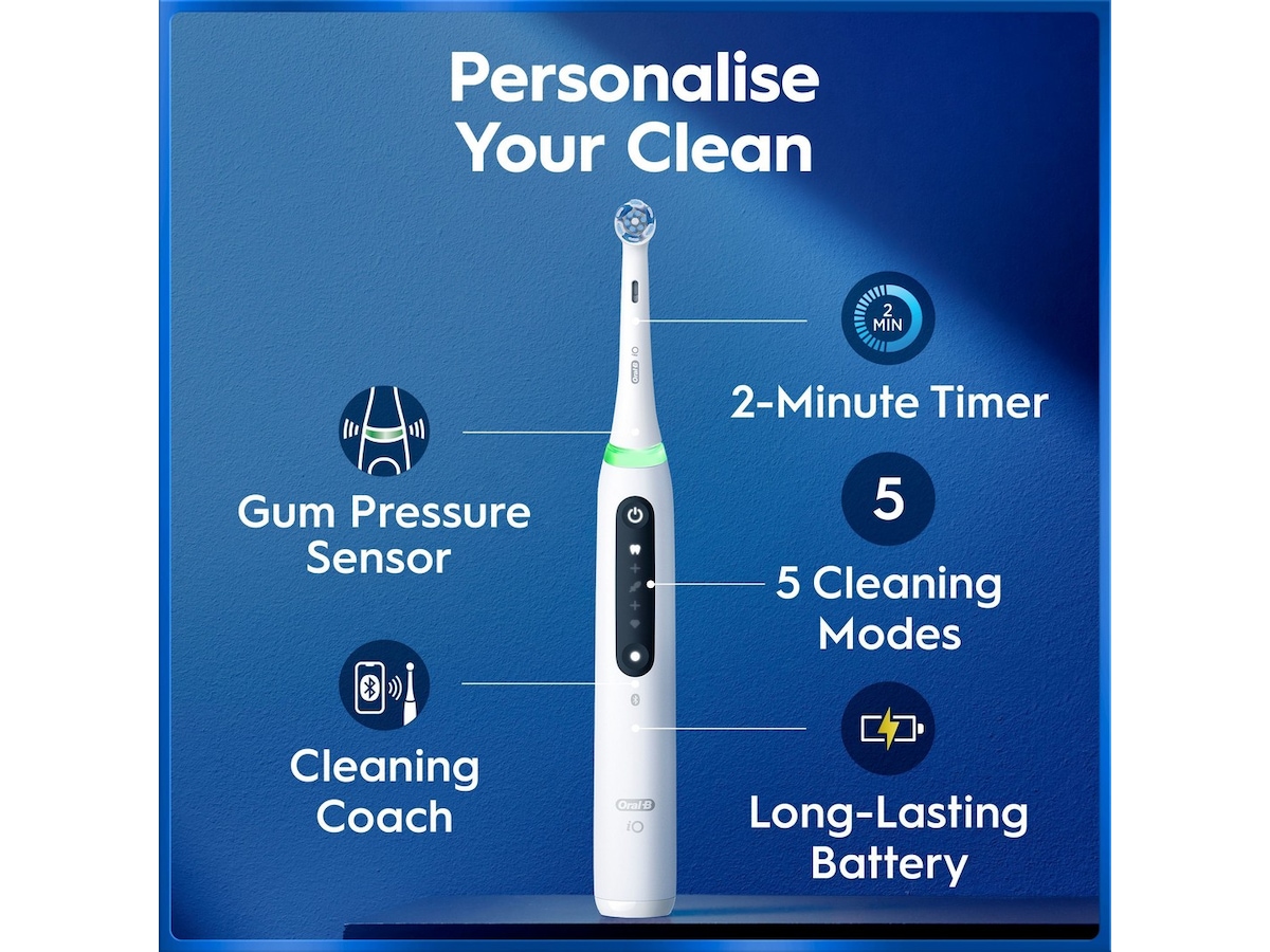 Oral-B iO5 elektrisk tandborste (vit) Tillbehör till tandvård