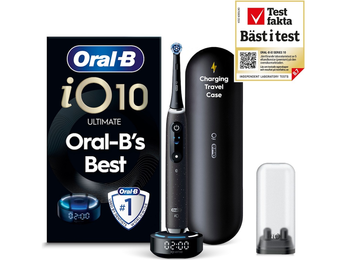 Oral-B iO10 elektrisk tandborste (svart) Tillbehör till tandvård
